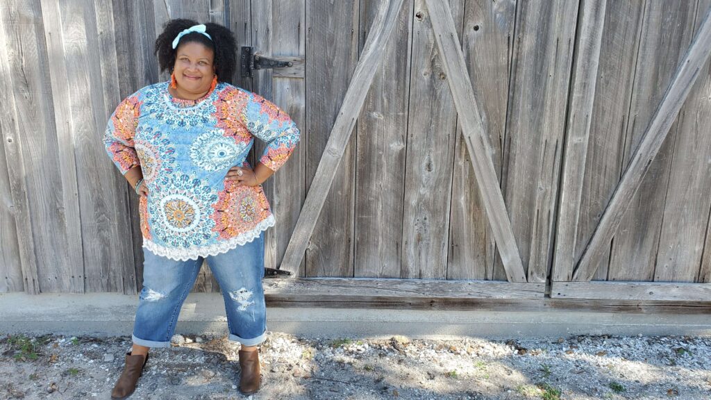 malaika burley starting weight loss journey day 1 standing in front of barn door